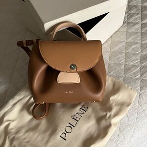 Polene Tan and Cream Leather Backpack/satchel